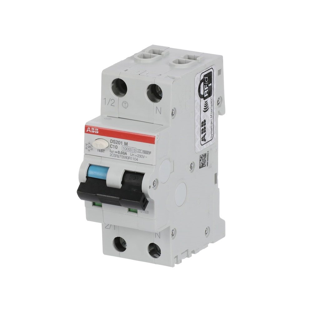 Interruttore differenziale magnetotermico DS201 M 1P+N 10 A 30 mA Tipo F protezione inverter singola fase