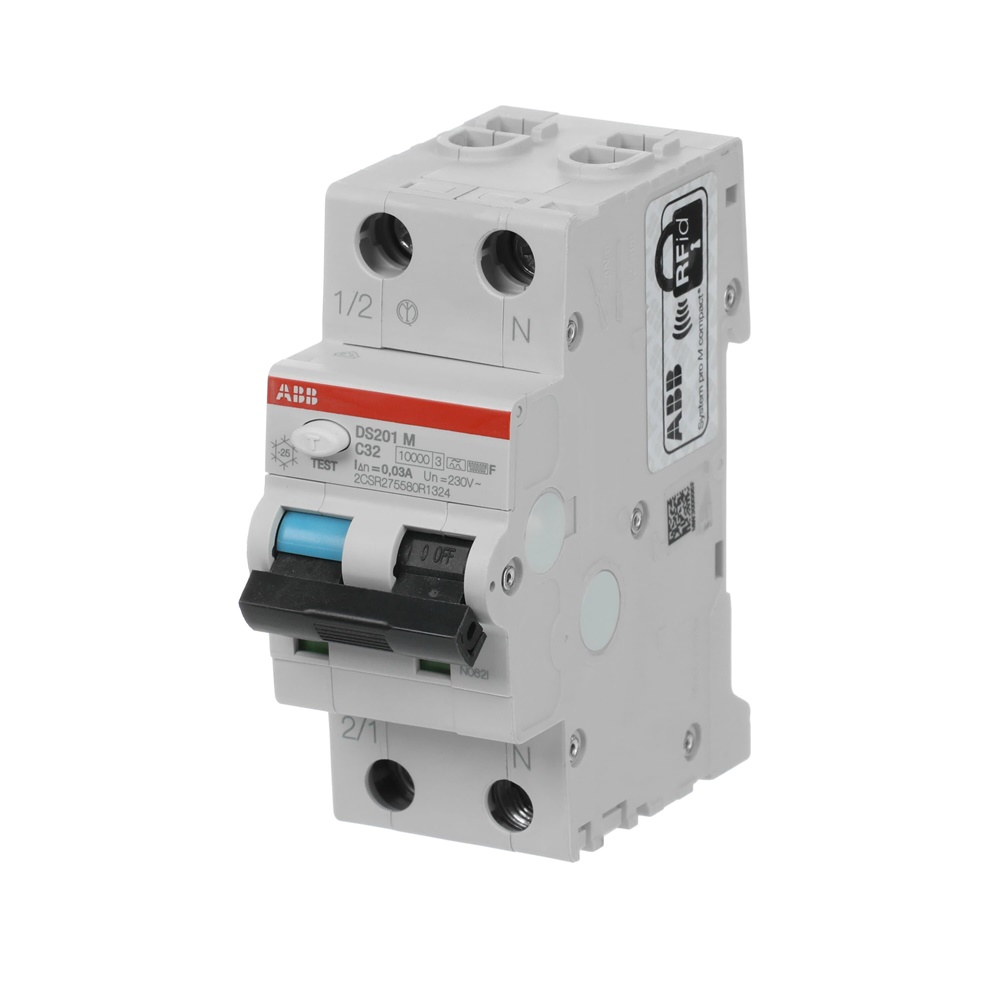 Interruttore magnetotermico differenziale DS201 M 1P+N 32A 30mA tipo F protezione inverter single-phase