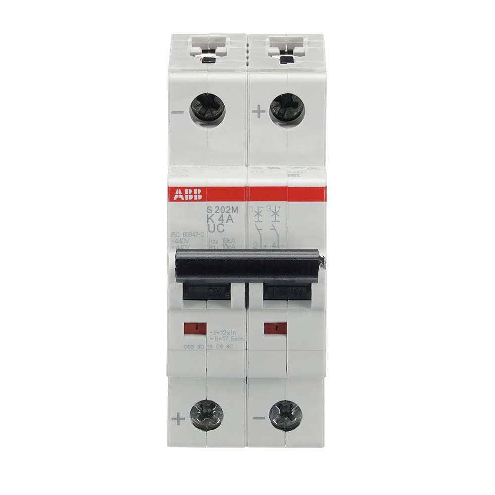 Interruttore magnetotermico S200MUC 2 poli 4A capacità 10kA AC/DC uso industriale