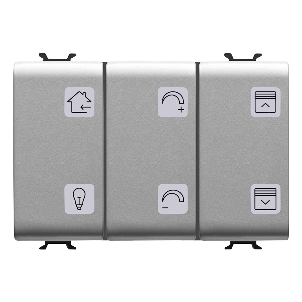 PULSANTIERA CON SIMBOLI INTERCAMBIABILI - KNX - 6 CANALI - 3 MODULI - TITANIO - CHORUSMART