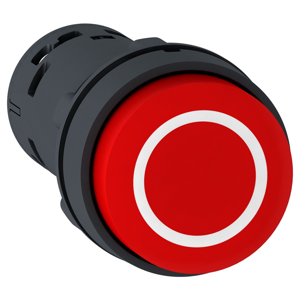 Pulsante ad impulso sporgente rosso - NO + NC - O bianco