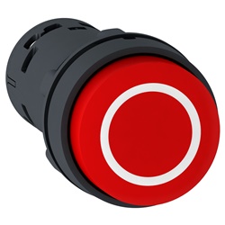 Pulsante ad impulso sporgente rosso - NO + NC - O bianco