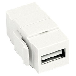 Accoppiatore Keystone USB femmina-femmina bianco, connessione stabile e sicura, installazioni elettriche e di rete, design compatto per montaggio modulare