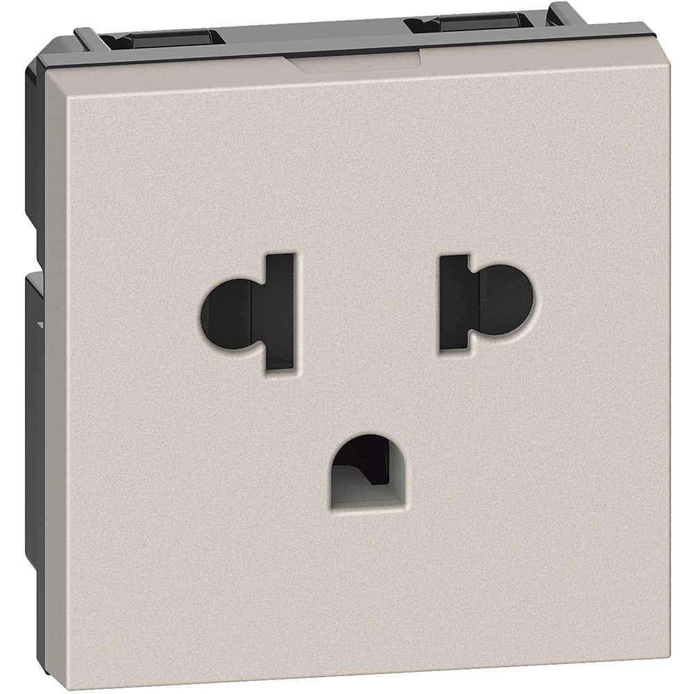 Presa 2P+T 16A 127/250V standard euroamericano sabbia