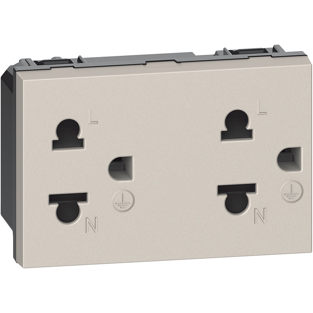 Presa duplex UNI 2P+T 16A 3 moduli standard euroamericano sand