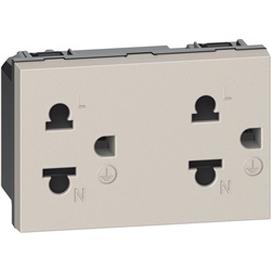 Presa duplex UNI 2P+T 16A 3 moduli standard euroamericano sand