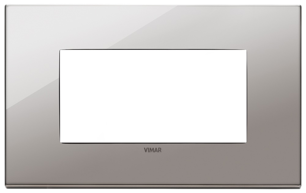 Placca 4 moduli metallo lucido cromo nero per installazioni elettriche