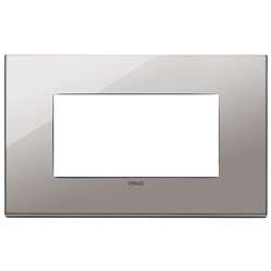 Placca 4 moduli metallo lucido cromo nero per installazioni elettriche