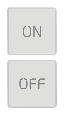 Due tasti flat intercambiabili simboli ON OFF bianco matt per interruttori