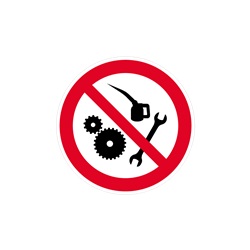 Etichetta adesiva divieto PS-NL simbolo vietato lubrificare organi in moto 50mm per macchinari impianti sicurezza