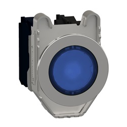 Pulsante luminoso blu filopannello LED universale 24VAC/DC 1NO+1NC- Ø30