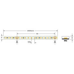 Striscia LED 8W/m 48V IP65 CRI90 alta efficienza per illuminazione interna ed esterna