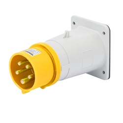 SPINA FISSA DA INCASSO DIRITTA - IP44 - 3P+T 16A 100-130V 50/60HZ - GIALLO - 4H - CABLAGGIO A VITE