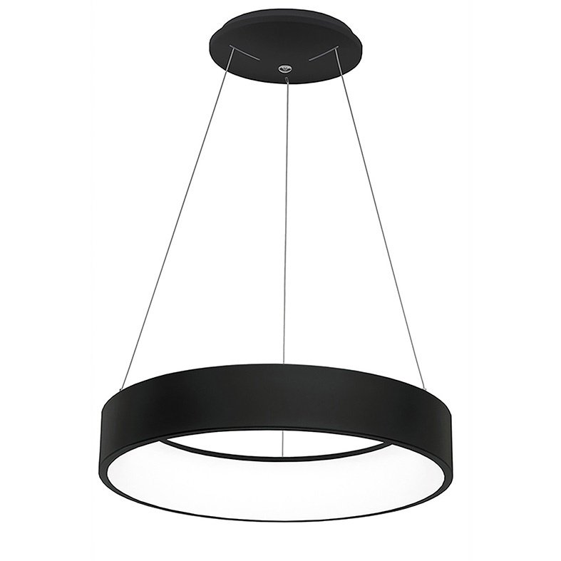 Sospensione tonda nera LED 60W IP20 design moderno per interni residenziali e commerciali