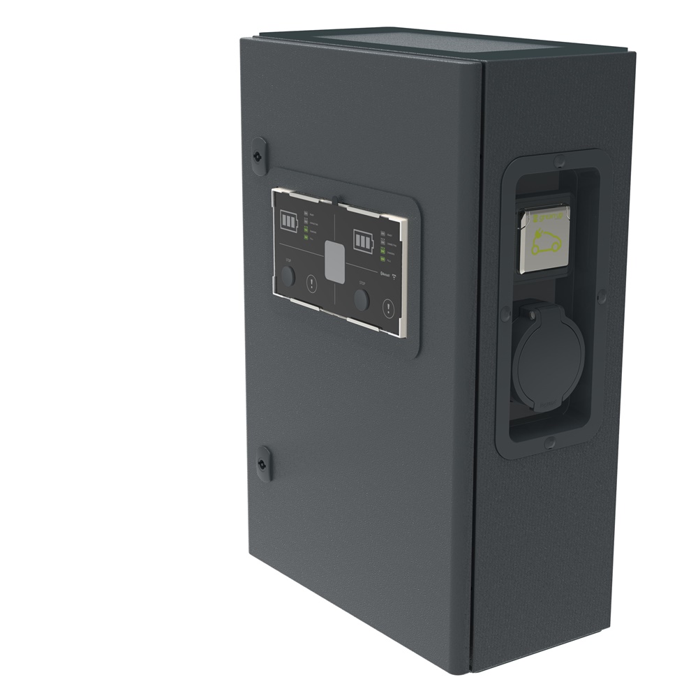 Stazione ricarica Green Up Premium metallo bifacciale 7,4 kW doppia presa veicoli elettrici parete pavimento Bluetooth gestione app