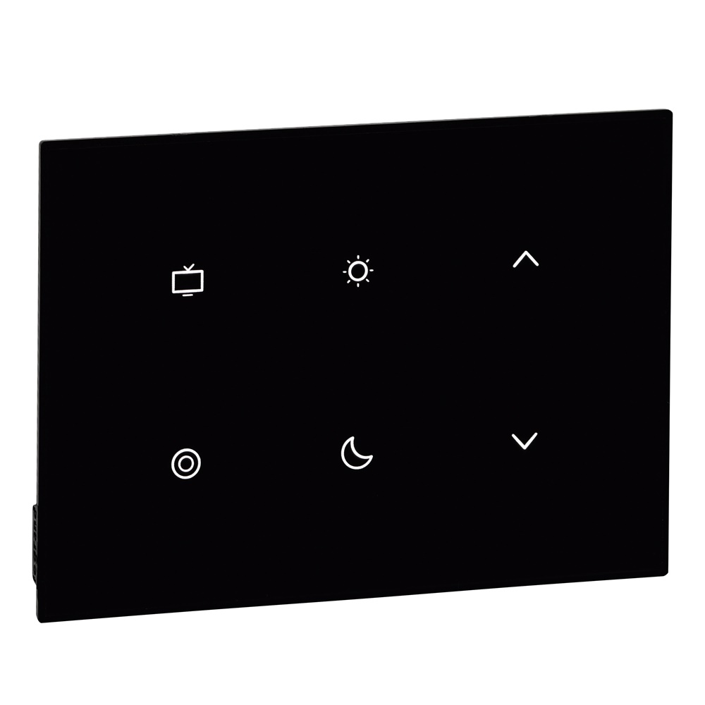 Comando multifunzione touch 6 scenari nero montaggio parete