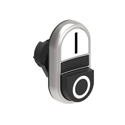 Pulsante doppio impulso Ø22mm plastica cromata bianco nero serie Platinum per comando I-O