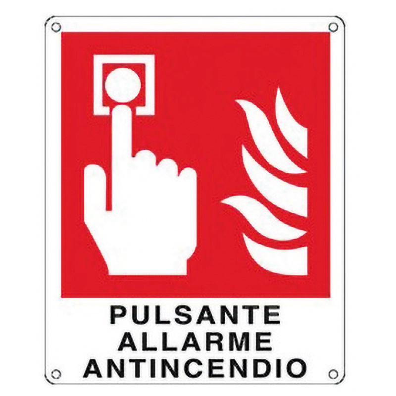 Cartello antincendio segnalazione pulsante allarme materiali resistenti uso industriale e commerciale