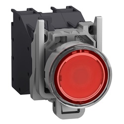 Pulsante luminoso rosso con cappuccio ATEX 24..240V