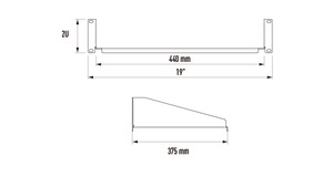 Ripiano fisso 19 2U 375mm 20kg nero armadio