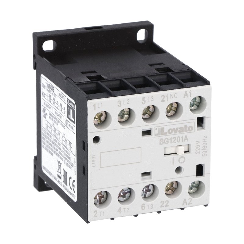 Contattore tripolare 12A AC3 3 poli + 1 contatto ausiliario bobina 230VAC industriale