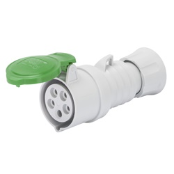 PRESA MOBILE DIRITTA HP - IP44/IP54 - 3P+T 16A >50V 100-300HZ - VERDE - 10H - CABLAGGIO A VITE