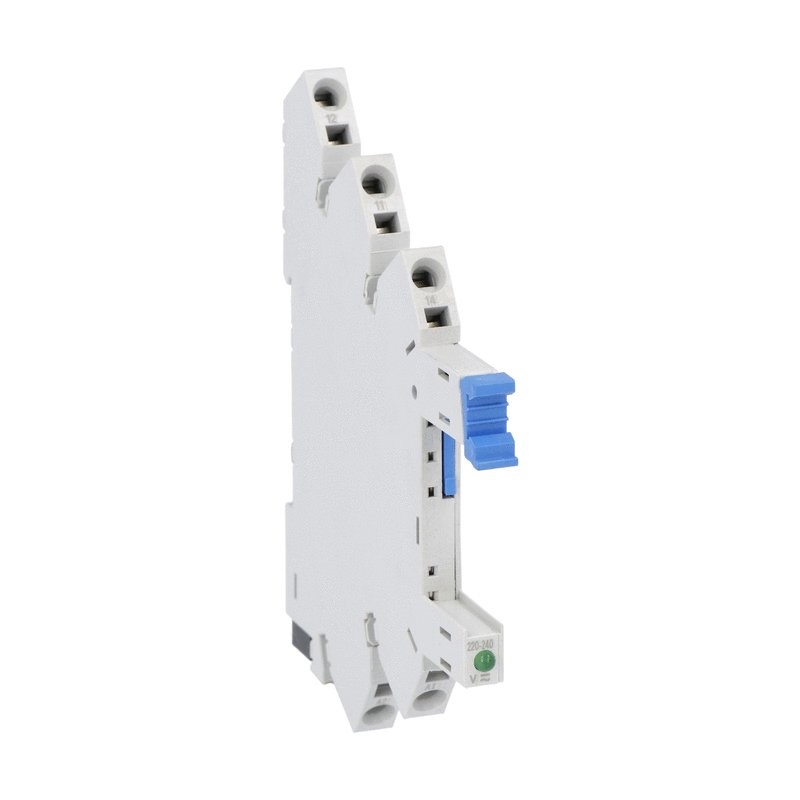 Zoccolo slim 220-240V AC/DC con terminali a molla per relè industriali