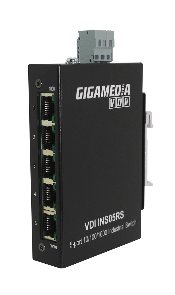 Switch per guida DIN industriale non gestito Gigabit a 5 porte