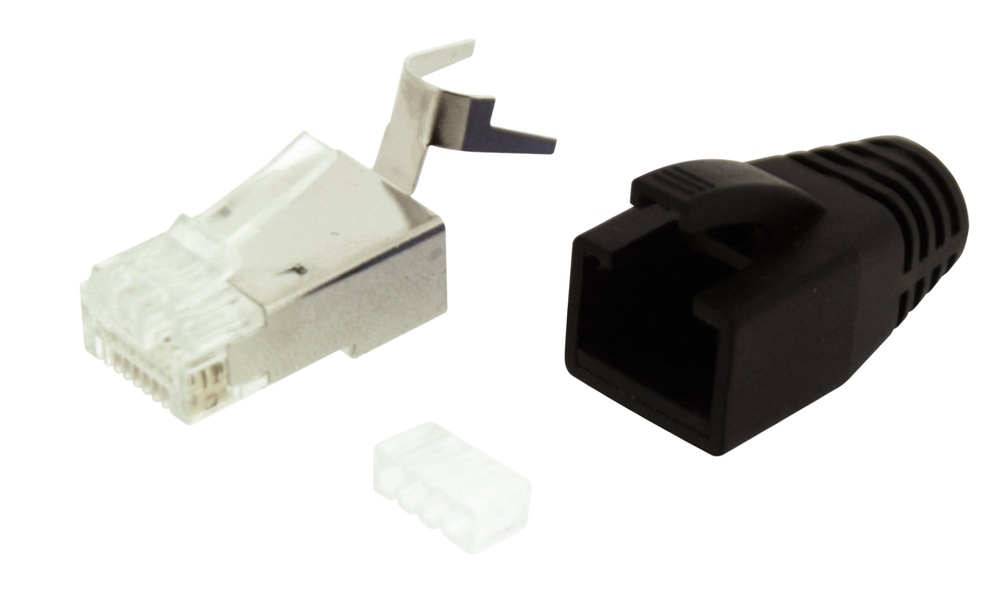 Plug connettore C6/C6A FTP con copertura nera per cablaggio elettrico professionale