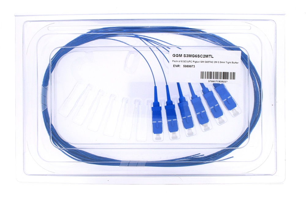 LOT 6 PIGTAILS SC/UPC G657 2M TB