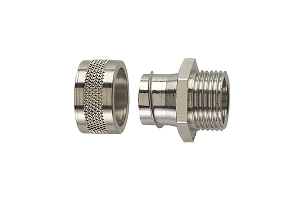 Raccordo corrugato rivestito PCS16 filettato maschio ottone nichelato fissaggio sicuro