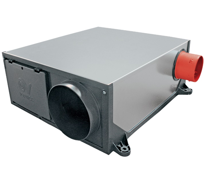 Unità ventilazione meccanica centralizzata con motore AC 3 velocità, sensori umidità, bocche aspirazione 80-125 mm, coperchio acciaio zincato, uso residenziale e commerciale