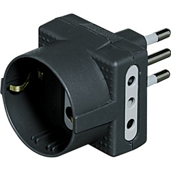 Adattatore TRIS 1 presa tedesca 2 prese 10A antracite uso domestico e professionale