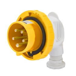 SPINA MOBILE A 90° - IP67 - 3P+T 16A 100-130V 50/60HZ - GIALLO - 4H - CABLAGGIO A VITE