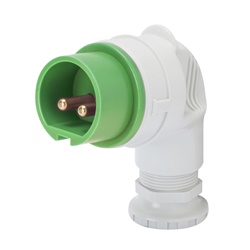 SPINA MOBILE A 90° - IP44 - 3P 32A 20-25V e 40-50V 100-200HZ - VERDE - 4H - CABLAGGIO A VITE