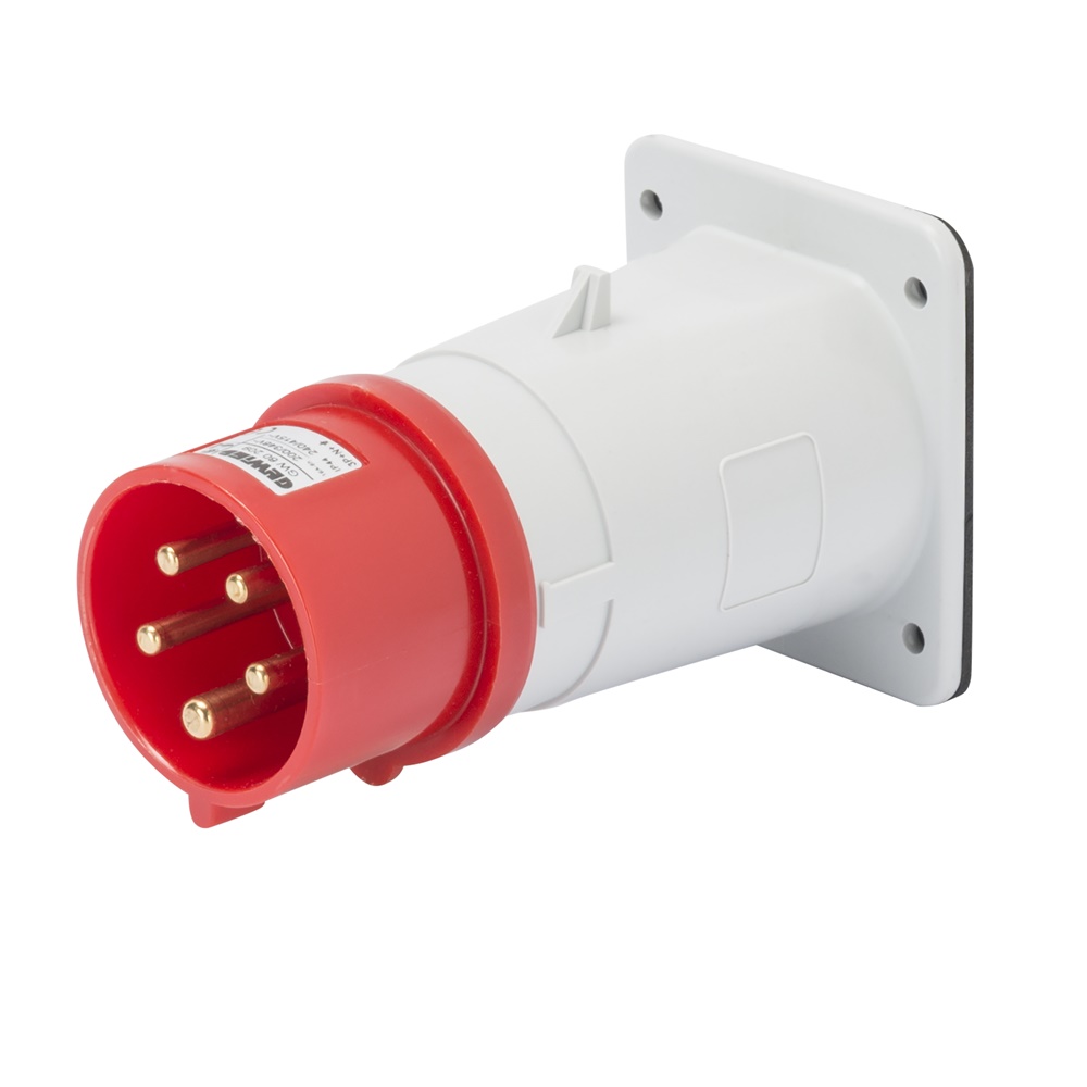 SPINA FISSA DA INCASSO DIRITTA - IP44 - 2P+T 32A 380-415V 50/60HZ - ROSSO - 9H - CABLAGGIO A VITE