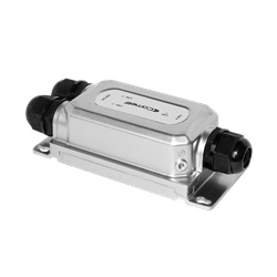 Repeater PoE 2 porte Gigabit IP67, standard IEEE802.3af/at/bt, 1 ingresso RJ45 95W, 2 uscite RJ45 30W, portata 100m