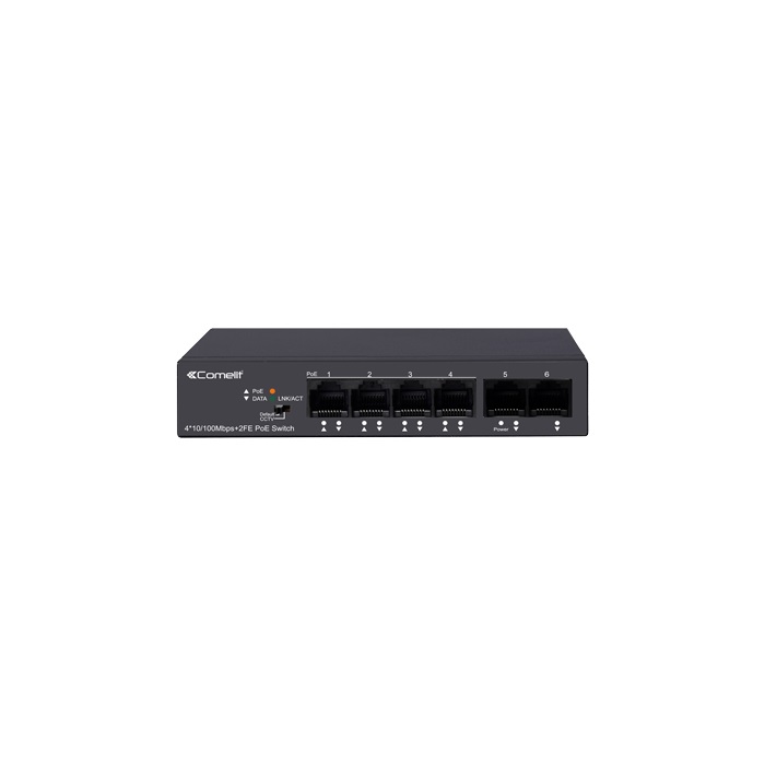 Serie Advance - Switch 4 porte PoE + 2 uplink 10/100 Mbps, potenza 60W totali, alimentazione 100-240V