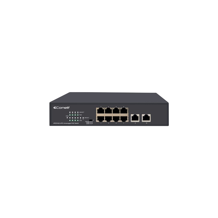 Serie Advance - Switch 8 porte PoE + 2 uplink 10/100 Mbps, potenza 120W totali, alimentazione 100-240V