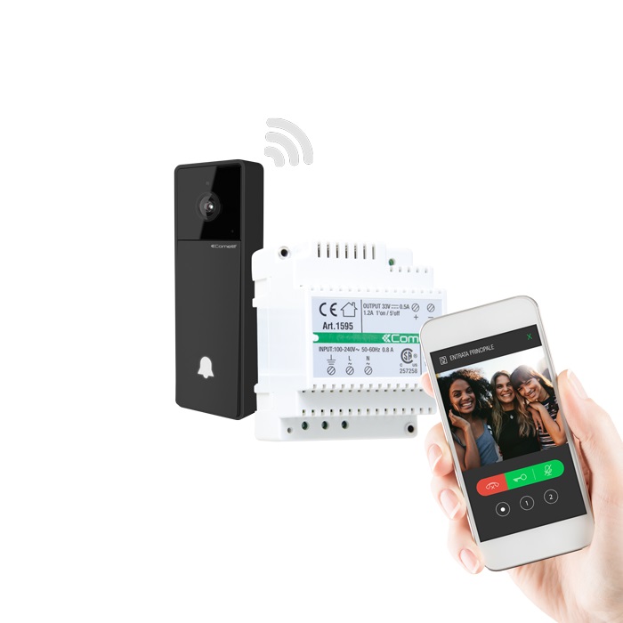 Serie Visto - Kit video monofamiliare campanello smart Wi-Fi con alimentatore, sistema ViP, gestione da app Comelit