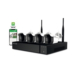 Serie Smart - Kit Wi-Fi, NVR WINVR009S02NB + 4 telecamere bullet WIBCAMS02FB + HDD 1TB + alimentatori inclusi