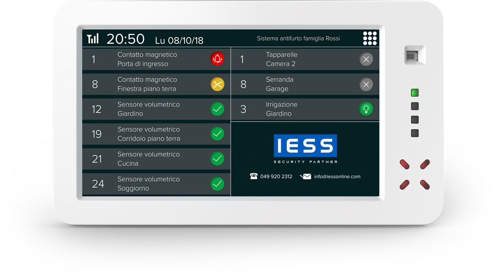 Tastiera touch screen 7 colore IESS Bus System RS-485 per controllo impianti domotici