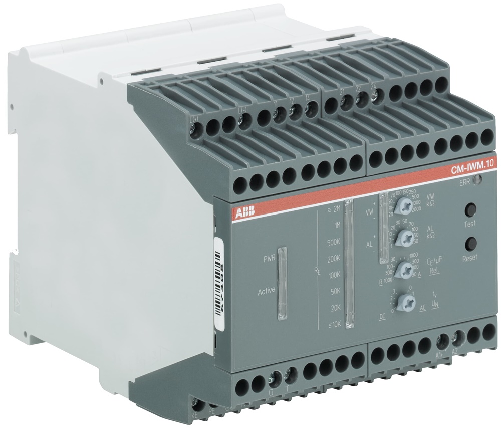 Relè monitoraggio isolamento CM-IWM.10 2 contatti, 1-250kOhm, 24VDC, per sistemi IT AC/DC con alta capacità di dispersione