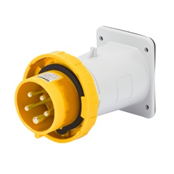 SPINA FISSA DA INCASSO DIRITTA - IP67 - 3P+N+T 32A 100-130V 50/60HZ - GIALLO - 4H - CABLAGGIO A VITE