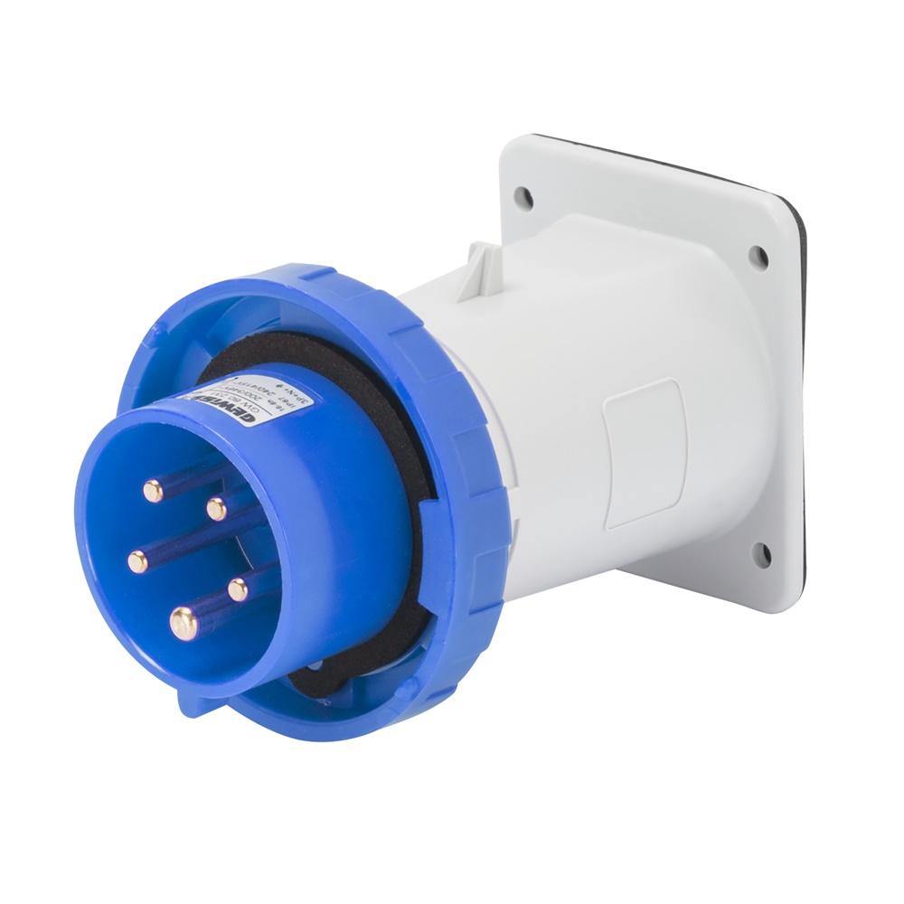 SPINA FISSA DA INCASSO DIRITTA - IP67 - 3P+T 32A 200-250V 50/60HZ - BLU - 9H - CABLAGGIO A VITE