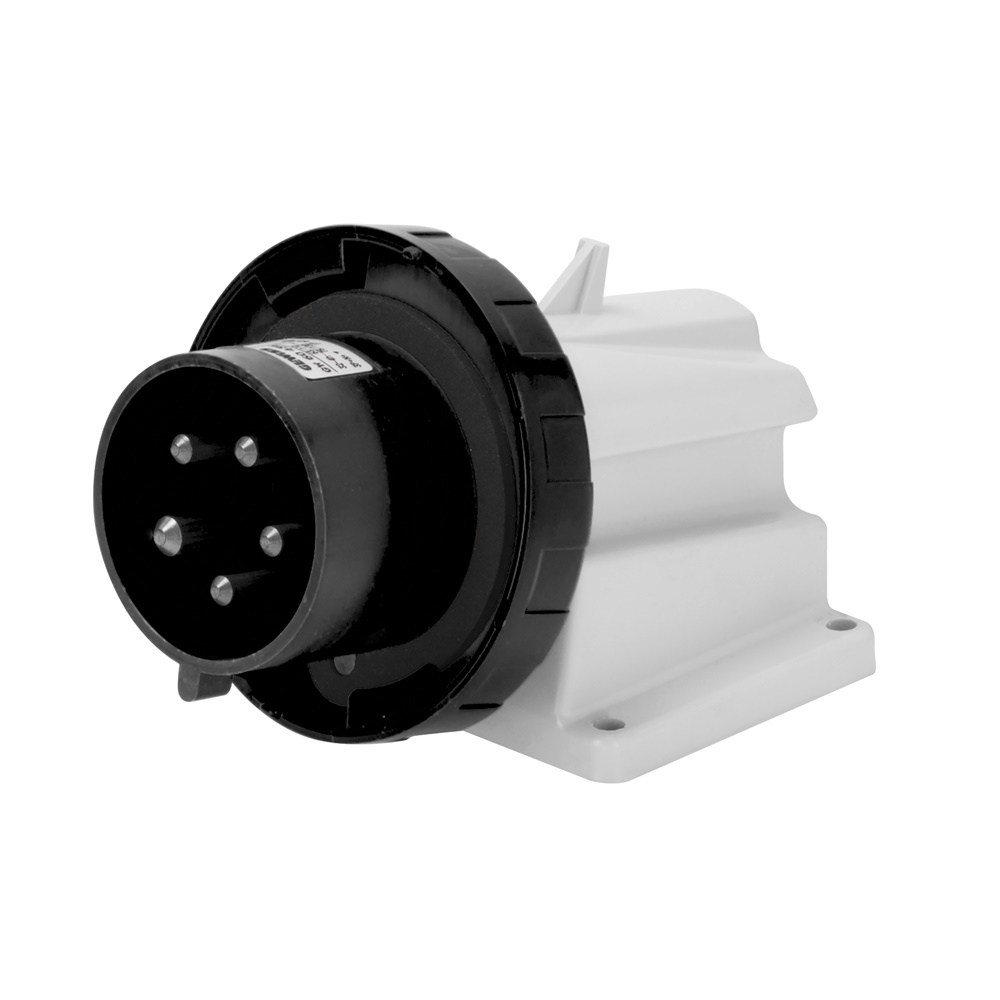 SPINA FISSA DA PARETE A 90° - IP67 - 3P+T 16A 480-500V 50/60HZ - NERO - 7H - CABLAGGIO A VITE