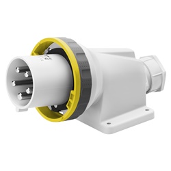 SPINA FISSA DA PARETE A 90° - IP67 - 3P+T 125A 100-130V 50/60HZ - GIALLO - 4H - CABLAGGIO A MANTELLO