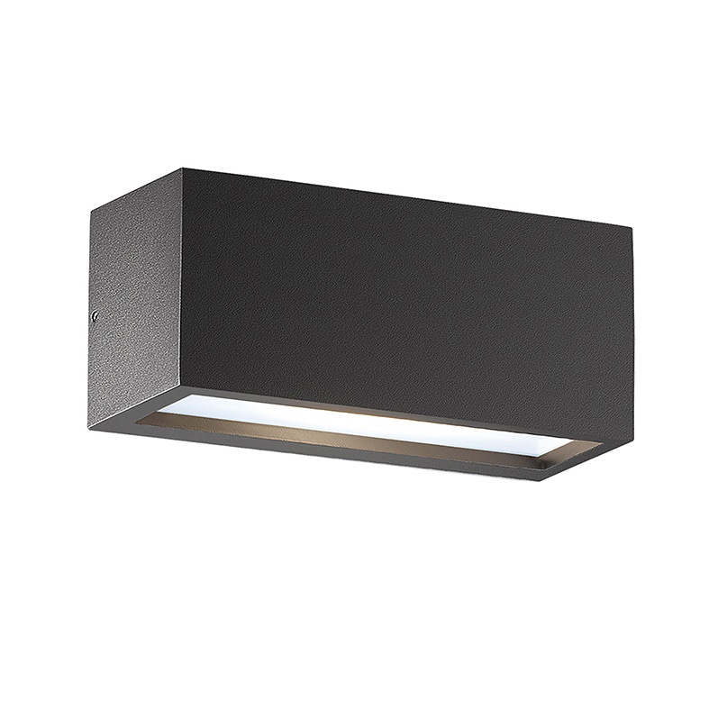 Apparecchio biemissione a parete LED 12W IP55 alluminio pressofuso esterno antracite