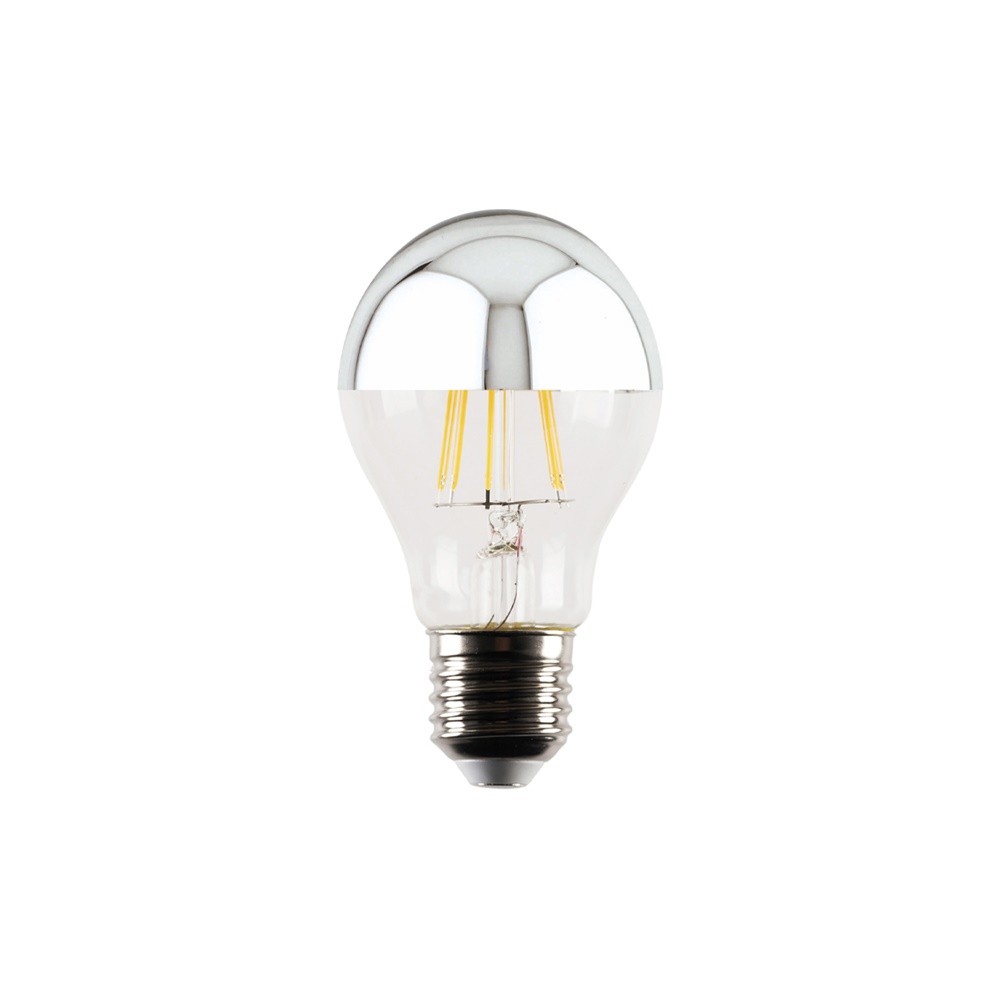 Lampadina LED E27 7W finitura cromo 180° 2700K illuminazione interna efficiente
