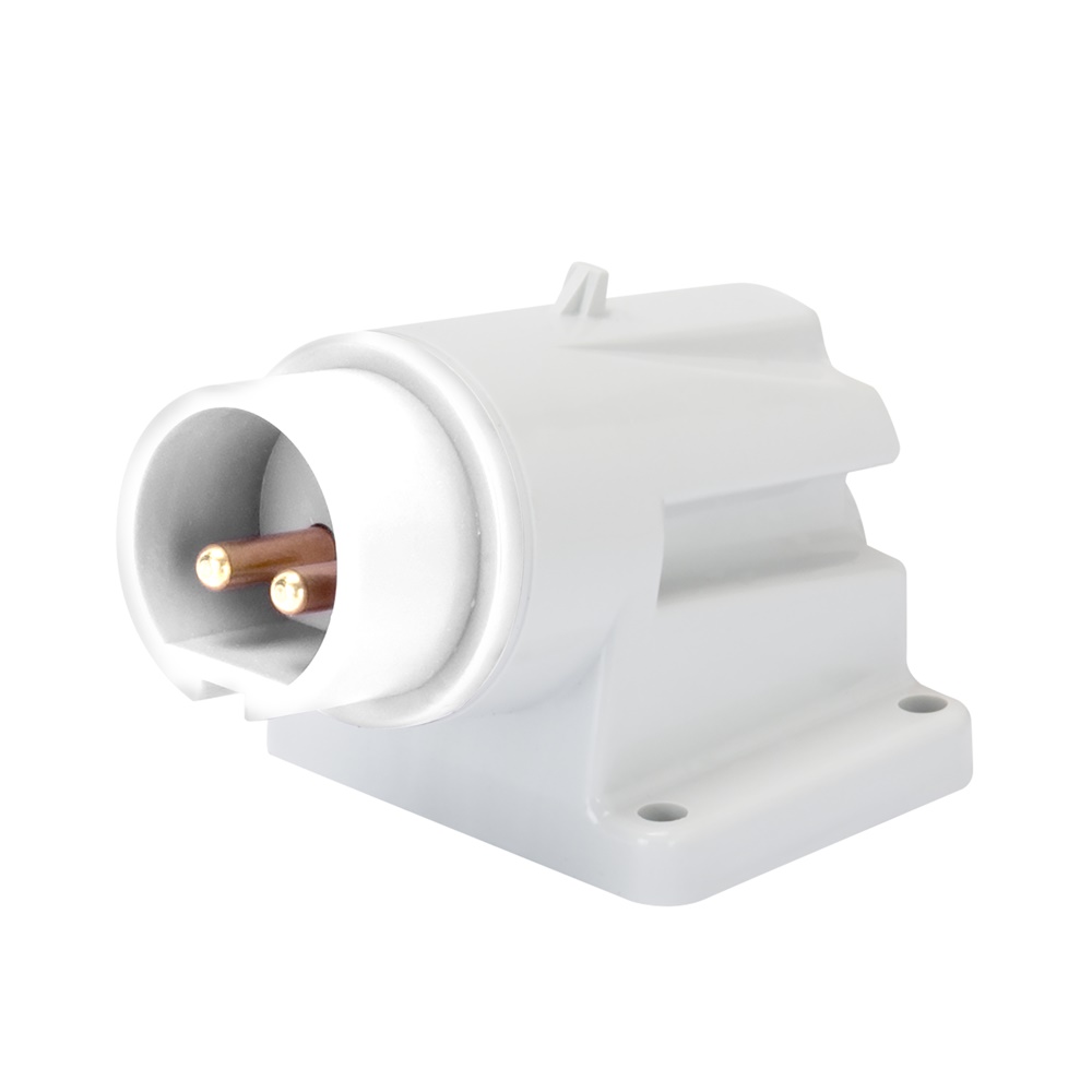 SPINA FISSA DA PARETE A 90° - IP44 - 2P 16A 40-50V 50-60HZ - BIANCO - 12H - CABLAGGIO A VITE